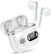 Wireless Earbuds 2024 Sport Bluetooth Headphones Stereo Earphones with ENC Mic Wireless Earphones in Ear Earbuds with Dual LED Display, 48H Playtime, Running Headphones IP7 Waterproof (White)
