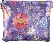 [FRODOTGV] Watercolor Densely Flowers Purple Women Leather Cash Wallet Portable Makeup Bag Change Purse for Women Boys Girls, Flowers Purple, 4.33"(L) x 3.74"(W) x 0.39"(H), Classic