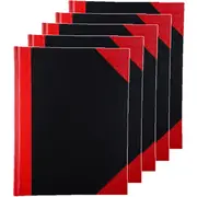 Cumberland Notebook Casebound Ruled 100 Leaf A5 (Black Red) [5 Pack]