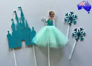 4pcs Frozen Elsa Princess Kid’s Party Castle Snowflake Cupcake Cake Topper NEW