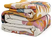 MSGKV Boho Cotton Throw Blanket 60''x80'', Soft Lightweight Blanket for Couch, Bed, Travel, Picnics, Home Decor