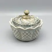 Mosser Glass Grey Marble Butter Tub Hobnail Fenton Mould Smoke