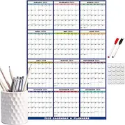 Dry Erase Calendar With Markers,2025 Monthly Calendar Planner With Reusable Markers | Annual Wall Planner Double-Sided Calendar Weekly Planner White Board With 6 Colors Dry Erase Markers &1 Eraser