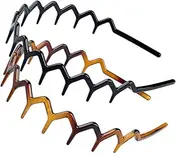 Set of 2 Zig Zag Black Plastic Sharks Tooth Hair Comb Headband