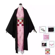 Anime Cosplay Costume Kimetsu No Yaiba Kamado Nezuko Pink Fake Nail Artificial F