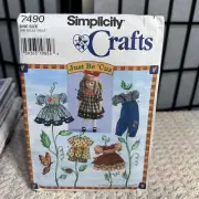 Simplicity Crafts 7490 Doll Clothes Sewing Pattern For 18" Dolls Uncut Factory F