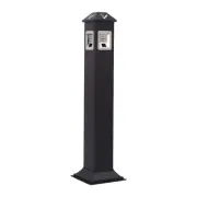 MYWASHROOM Stainless Steel Outdoor Standing Trash Can Metal Black Powder Coa...