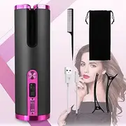 Automatic Curling Iron, Cordless Automatic Curler with 5200 mAh USB-C Portable Charging, LCD Screen, 6 Adjustable Temperatures and Timer Settings, Curling Wall Culer for Long Hair, Travel