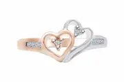 1ct Simulated Diamond Valentine Special Promise Heart Ring 14K Two Tone Plated