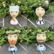 Character Portrait Flower Pot Succulents Plant Abstract Face Flower Home Decor