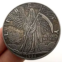 在飛比找蝦皮購物優惠-1936美國流浪幣骷髏自由女神黃銅舊銀硬幣 收藏幣工藝銅銀紀