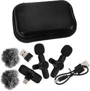 UPKOCH Compact Cordless Interview Mic Mini Clip-on Lapel with Smart Noise Reduction Type-c Usb for Streaming Speeches