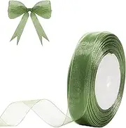 Hiswan 3/4 inch Sage Green Sheer Organza Ribbon 50 Yards Chiffon Ribbon for Gift Wrapping Christmas Halloween Decoration Wedding Flower Bouquet Crafts