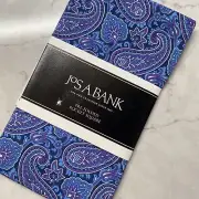Jos A Bank Pre Folded Pocket Square Blue Paisley Cotton Handkerchief Hanky