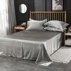 Luxury Silk Flat Sheet Bedding Cooling Satin Bed Sheet Soft Sheets Wrinkle Fade