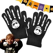 [Generic] Halloween Skeleton Gloves - Halloween Full Finger Skull Mittens | Warm Halloween Skull Mittens for Running, Exercising, Hiking, Outdoor