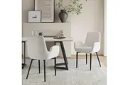 Dreamo Set of 2 Boucle - teddy Sherpa Fabric Dining Chairs White