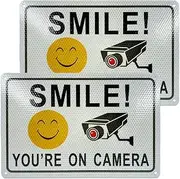 TZAONEN Security Sign, Surveillance Sign, 2 Pack, UV Protected, Fade Resistant, Waterproof, Reflective Aluminum, Indoor Or Outdoor Use