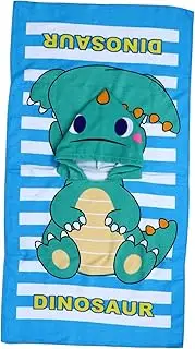 CIMAXIC Cartoon Hooded Bath Towel Poncho Kids Drying Towel Super Absorbent for Bathrobe Green Dinosaur Design