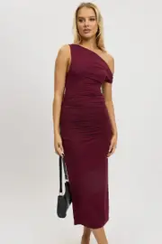 Red Bodycon Dress Twist Off Shoulder - Size 6, Women's Bodycon Dress