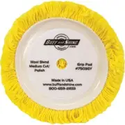 7.5" dia. X 1.5" 50% Wool / 50% Acrylic blend 4 ply twisted yarn grip pad
