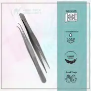 2 Pcs Precision Eyelash Extension Tweezers Stainless Steel Beauty Care 5.5"
