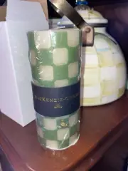 MACKENZIE CHILDS Check Pillar Candle - 6" - Green "NIB"