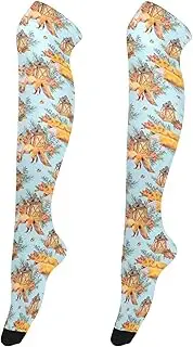 [Caihoyu] Thigh High Tube Socks for Women Cute Tall Thigh High Stockings Extra Long Over Knees Socks for Dates Watercolor Fox, Watercolor Fox