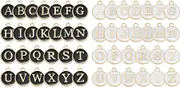 uxcell 52 Pcs Letter Charm, Alloy A-Z Initial Charm Round Alphabet Charm Pendant for Necklace Bracelet Earring Jewelry Making DIY, Black+White