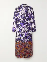 [Dries Van Noten] Dries Van Noten - Paneled Floral-print Silk-twill Coat - Purple - FR 34 FR 34 Purple