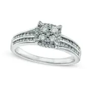 0.50 CT. T.W. Natural Diamond Composite Frame Double Shank Ring in Solid 10K White Gold