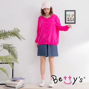 betty’s貝蒂思(95)羅紋純素百搭休閒罩衫(桃紅)
