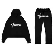 Jogging Hoodie Men's Long Sleeved Tracksuits, Loose Sweatshirt Y2K Sports Hoodie Black M