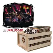 Crosley Record Storage Crate & Nirvana MTV Unplugged Vinyl Album Bundle