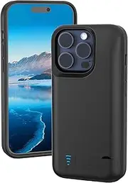 DOKYW Battery Case for iPhone 15 Pro, 6800mAh Portable Charging case for iPhone 15 Pro, Rechargeable Extended Smart Battery Charger with Kickstand (6.1inch, Black)