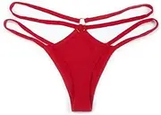 [FARZAH] Women Panties Female Underwear 3Pcs/Lot Lace Thin Strap Thong Women Low Waist Panties Sexy Underwear Ladies Briefs Lingere Panty Underware Comfortable Lingerie Thongs(Red 1pc,Large)