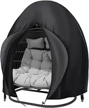 boyspringg Patio Egg Chair Cover, 91x80 Inches, Extra Large Double Egg Chair Cover for Outdoor Furniture, Heavy Duty Swing Hanging Egg Chair Cover Waterproof, Anti-UV, Dust-Proof( Black )