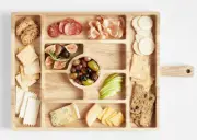 NEW - Crate and Barrel Carson Large Sectioned Ash Wood Serving Board