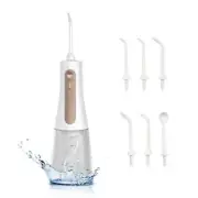 White Portable Rechargeable Water Flosser - Handheld Oral Irrigator for Teeth &