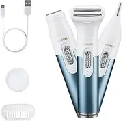 BarberBoss 3-in-1 Electric Women Razors, Bikini Trimmer, Shaver for Women, Rechargeable Lady Shaver for Facial, Arm, Leg, Armpit & Bikini Hair Removal, Portable Women’s Electric Trimmer