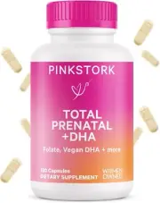 Pink Stork Total Prenatal Vitamin with DHA Folic Acid-180 Vegetarian Caps 07/25