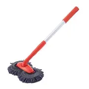 Long Handle Car Wash Brush Double Disc Design Detachable Reusable Windshield Window Microfiber Car Duster Dry Towel Cleaning Mop A