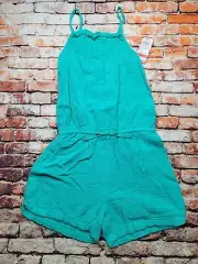 Cat & Jack Girls Size Large 10-12 Tropical Green Jumpsuit Romper Brand New