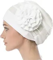 Women Slouchy Flower Chemo Hat Muslim Turban Chemo Cap Stretchy Turban Brim Cap Head Wrap Cap Headscarf Headwear Beanie Hat for Cancer Patients, Alopecia Hair Loss