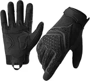 Artanchao Men's Motorcycle Gloves, Breathable Summer Gloves with 3-Finger Touch Screen, Shock-Absorbing for Motorcycle, Offroad, Enduro, Mountain Bike & Scooter, Adults, Black