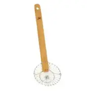 Thunder Group 12-3/4" Diameter Round Fine Mesh Wire Bamboo Handle Skimmer
