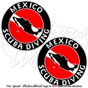 MEXICO SCUBA DIVING Flag-Mexican Map Shape Circular Stickers, Decals 75mm x2