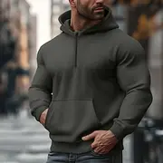 Men's Hoodie Quarter Zip Hoodie Black Army Green Navy Blue Gray Hooded Standing Collar Color Block Zip Up Patchwork Front Pocket Tactical Sports Outdoor Casua