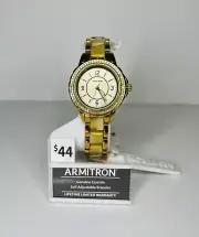 Armitron Women’s Gold-Tone Crystal Accented Watch 75/5823CHGPWM
