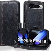 Wallet Case for Google Pixel 9 / Pixel 9 Pro 6.3 inch 2024, Google Pixel 9 Case with Card Holder, Premium PU Leather Shockproof Protective Cover, Flip Folio Pixel 9 Pro Case with Stand Feature - Black